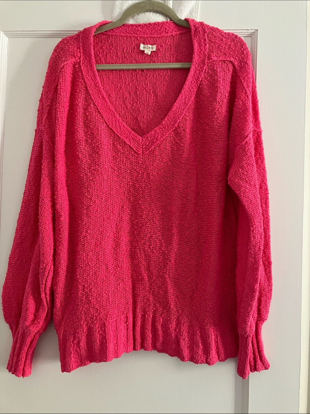 Pilcro Hot Pink V-Neck Sweater
